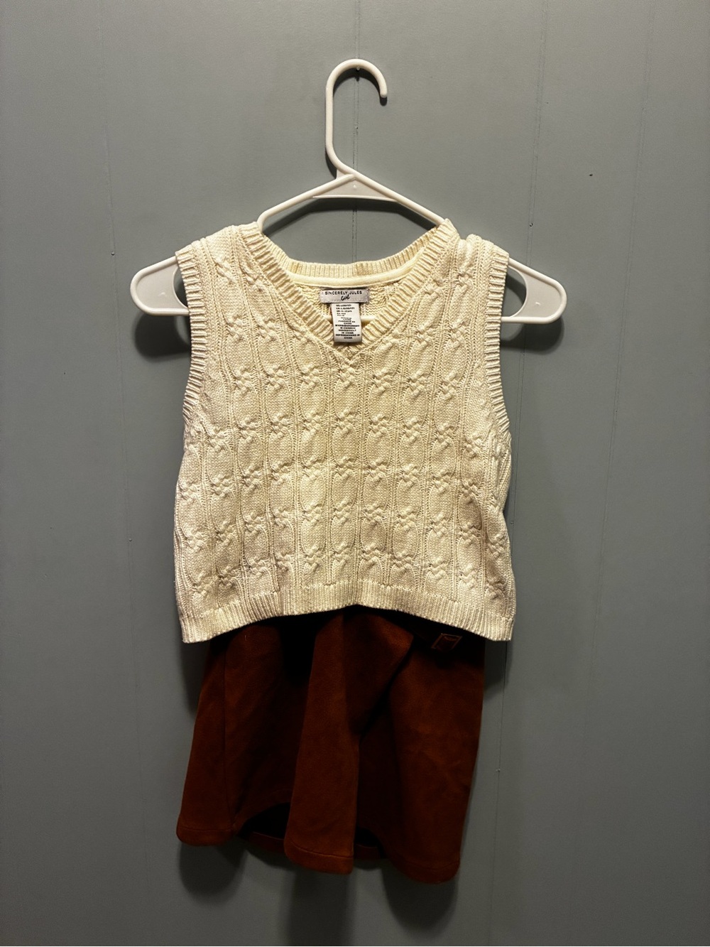 Sincerely Jules Cream Cable Knit V-Neck Sweater Vest
